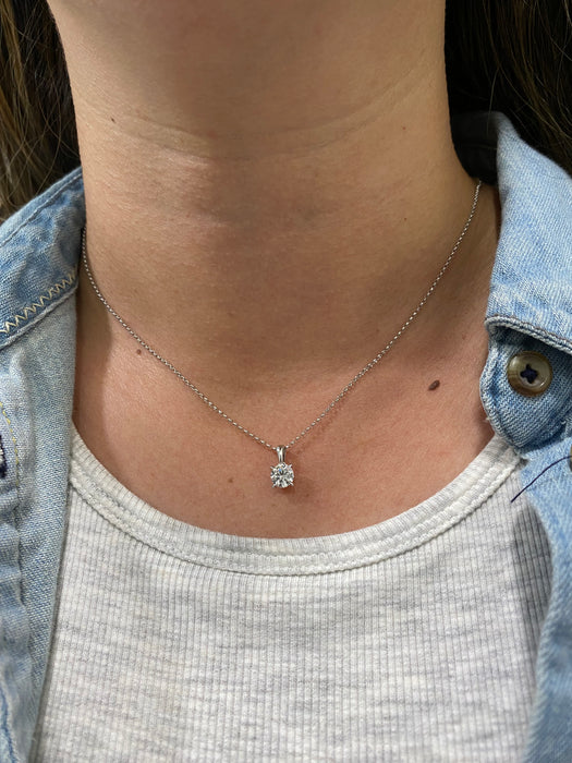 14K White Gold 0.6 TCW Lab Diamond Solitaire Necklace