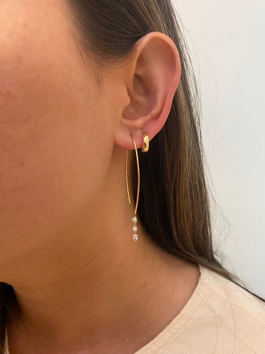 14k marquise drilled diamond wire earrings