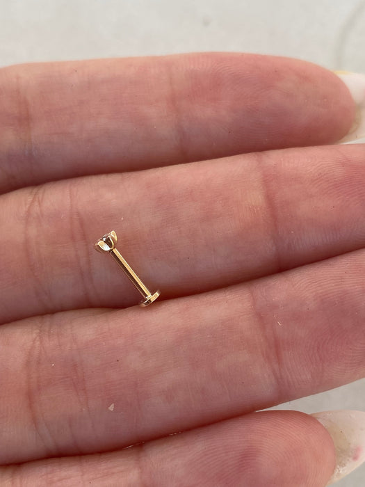 14K Lab Diamond Star Single Flat Back Stud Earring