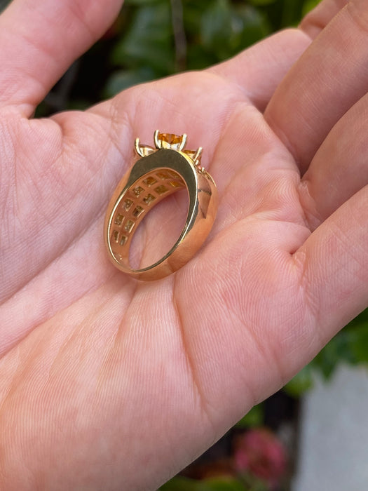 14k citrine flower diamond ring size 7