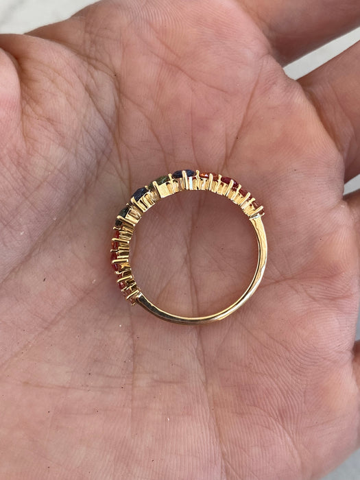 14K Gold 1.10 Carat Rainbow Sapphire Wavy Ring Size 7
