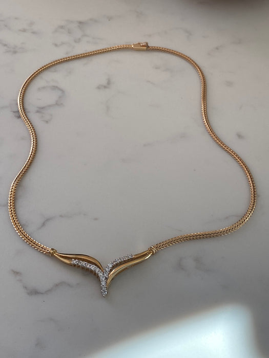 14k wheat diamond necklace 16.5”