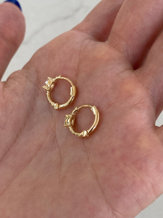 14K Lab Diamond Oval Huggie Earrings