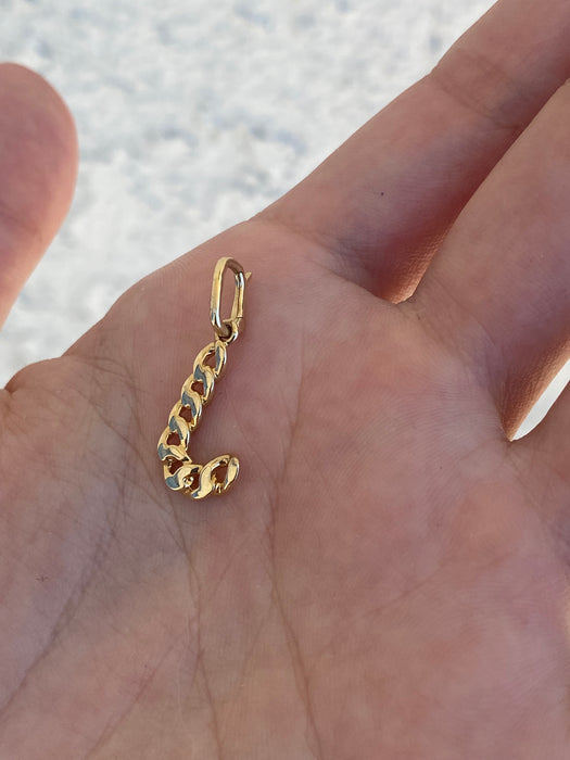 14k diamond curb initial letter pendant