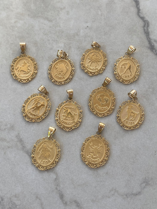 14K Gold Zodiac Charm