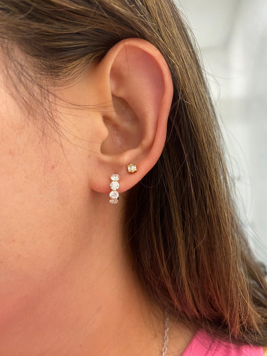 14K 1.36 TCW Lab Diamond Invisible Set Huggie Earrings
