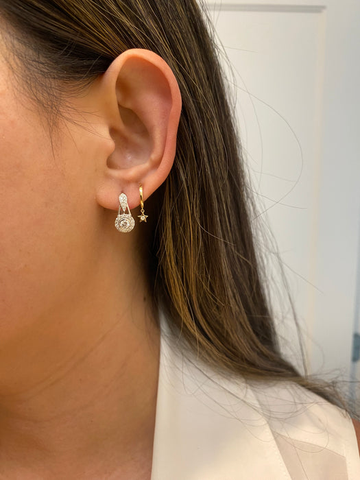 14k white gold diamond huggie earrings