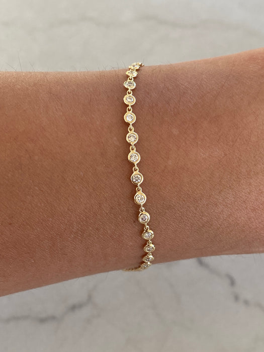 14K Natural Bezel-Set Diamond Bracelet