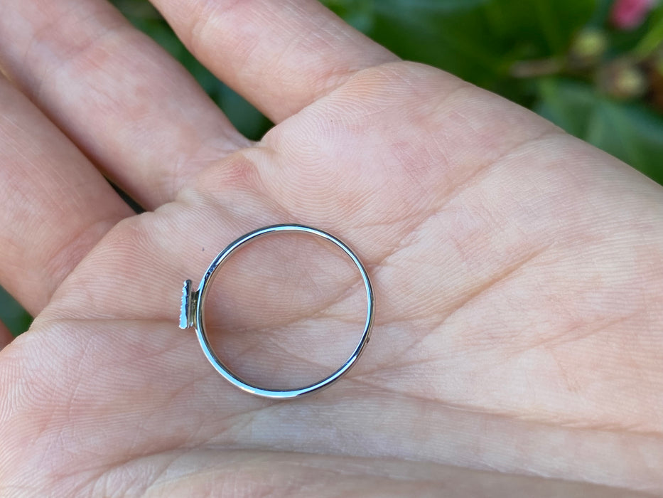 14k white gold diamond triangle ring size 6.5