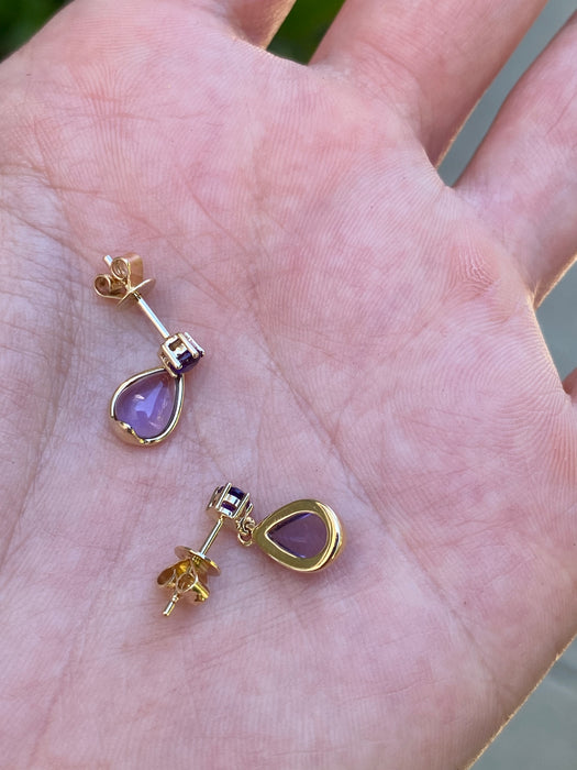 14k amethyst cabochon earrings