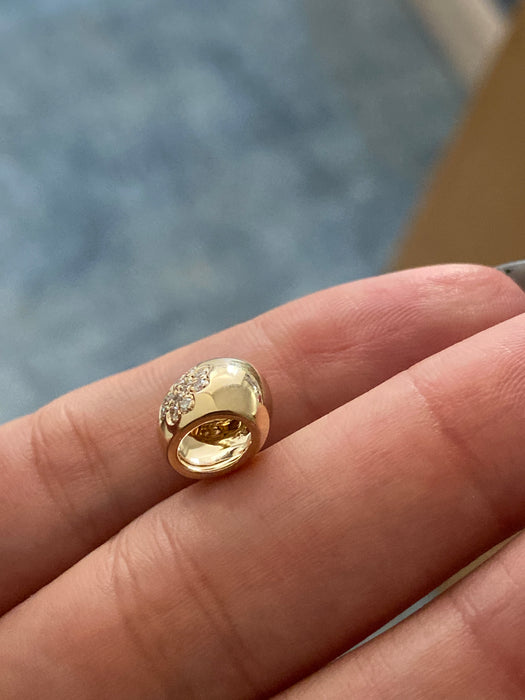 14k diamond flower rectangle slider charm