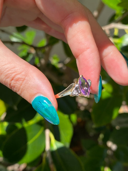 10k amethyst diamond ring size 7.25