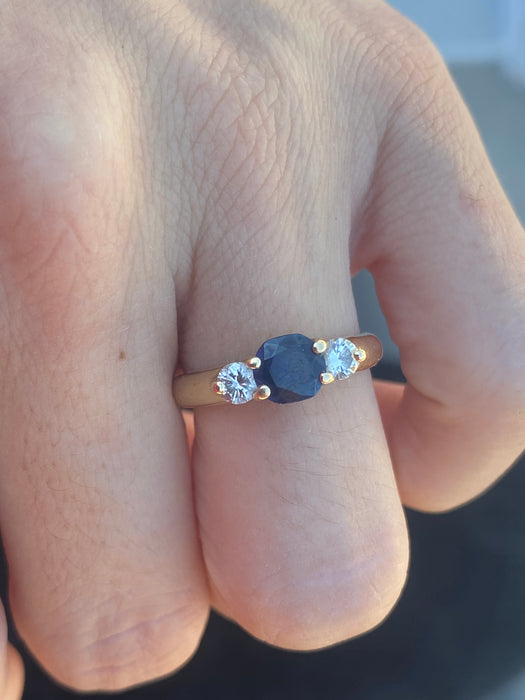 14k blue sapphire diamond ring size 6