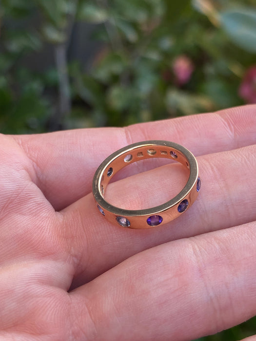 18k rose gold rainbow eternity ring size 6.5