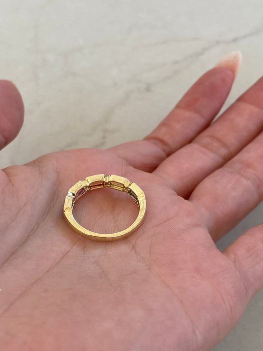 14K Gold Rainbow Sapphire Bezel Set Ring