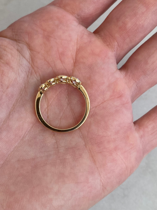 14K Gold Four Pear Partial Bezel Lab Diamond Ring