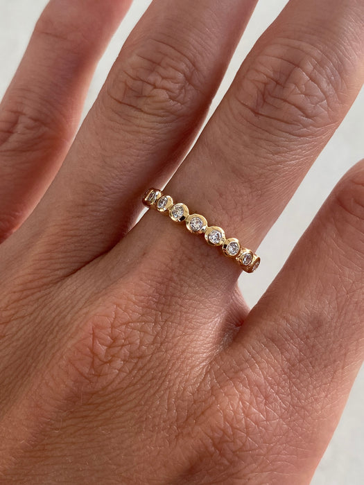 14K Gold Bezel Set Round Lab Diamond Band Ring