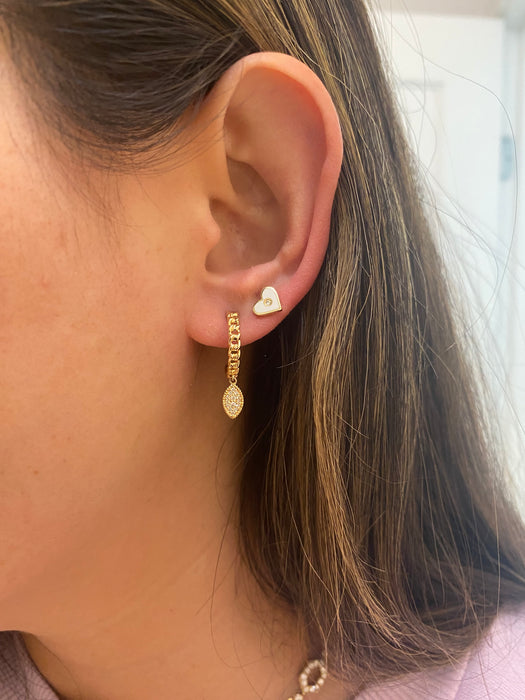 14k curb j diamond huggie hoop earrings