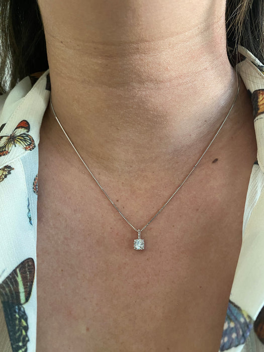 Platinum solitaire diamond necklace 17.75”