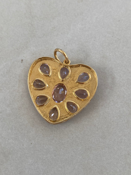 14K Gold Fluted Pink Tourmaline Heart Charm – 4.1ct