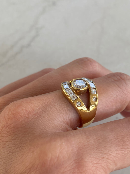 Vintage 18K Gold Diamond Ring – 1.38 TCW Natural Diamonds – Size 6