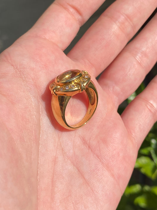 18k cabochon citrine diamond ring size 6