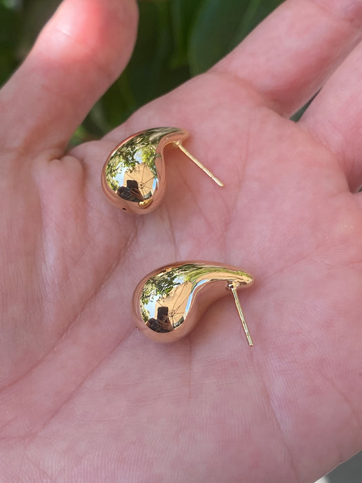 14k puffy baby sized tear drop earrings