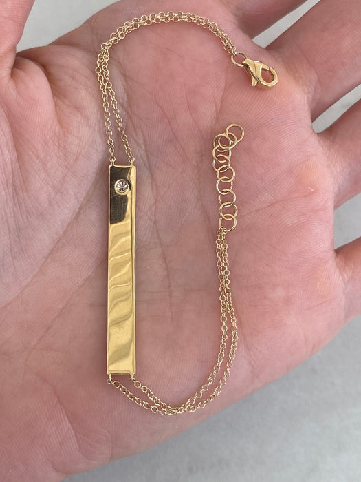 14K Gold Diamond LOVE Bar Bracelet