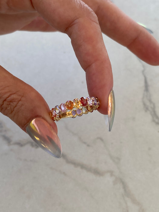 18K Rainbow Sapphire Ring