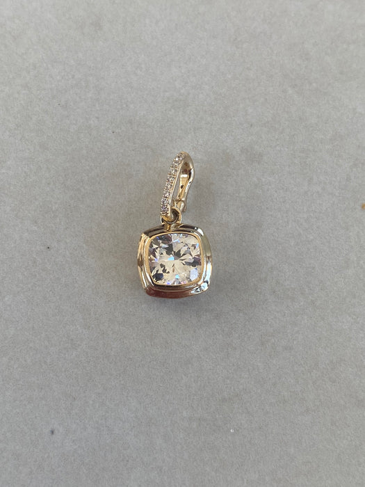 14K Gold 1.06 TCW Cushion Lab Diamond Charm