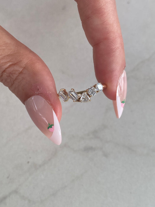 14K Multi-Shape Chevron Lab Diamond Ring