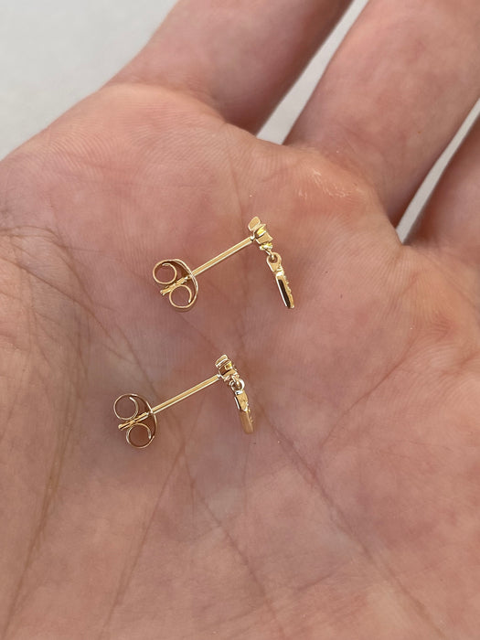14K Lab Diamond Star & Marquise Dangle Stud Earrings