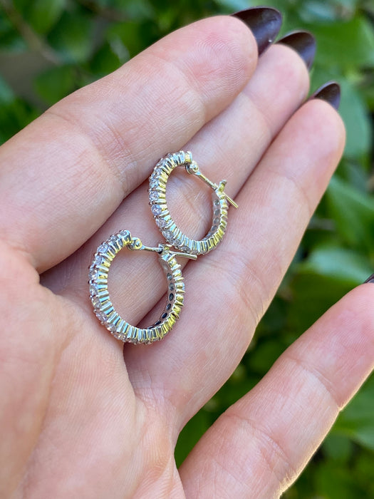 Platinum 1 carat diamond hoop earrings