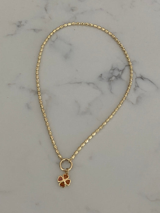 14K Gold Diamond-Cut Bead Chain Necklace with 14k Connector Clasp 16”