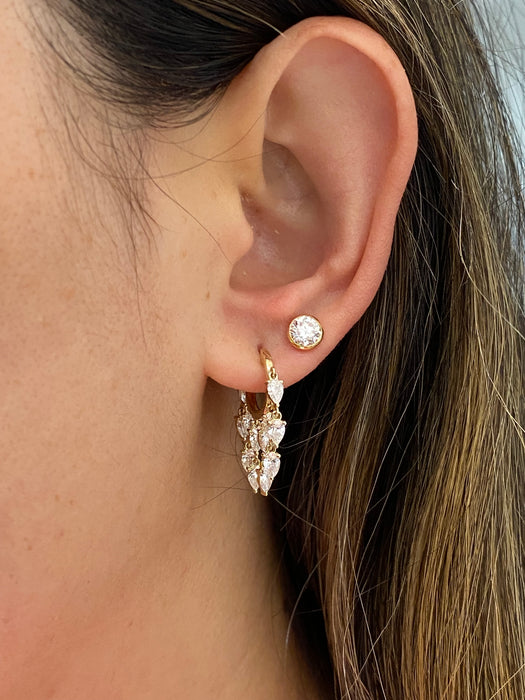 14K Gold Multi-Pear Lab Diamond Huggie Earrings