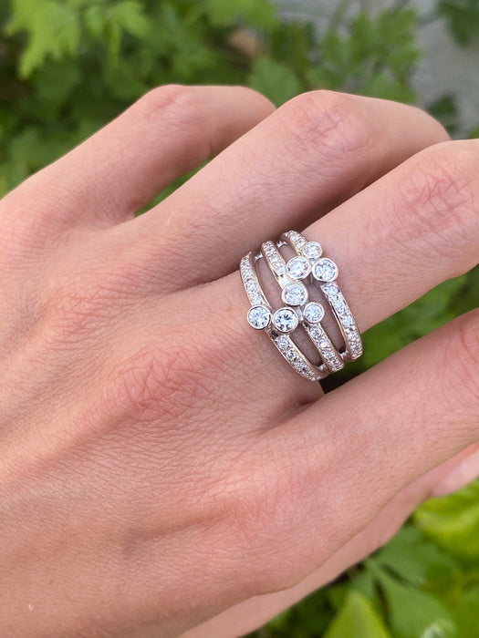 Vintage Platinum 900 Diamond Bezel Ring – 0.94 TCW Natural Diamonds – Size 7