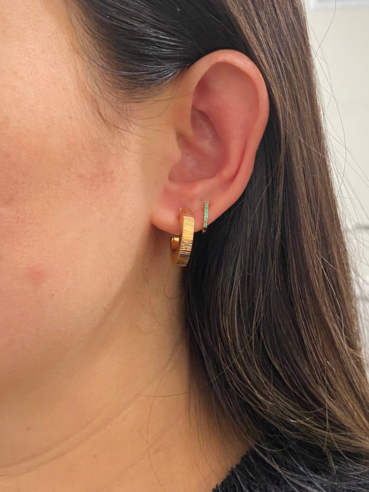 14k 9mm mini emerald huggie earrings