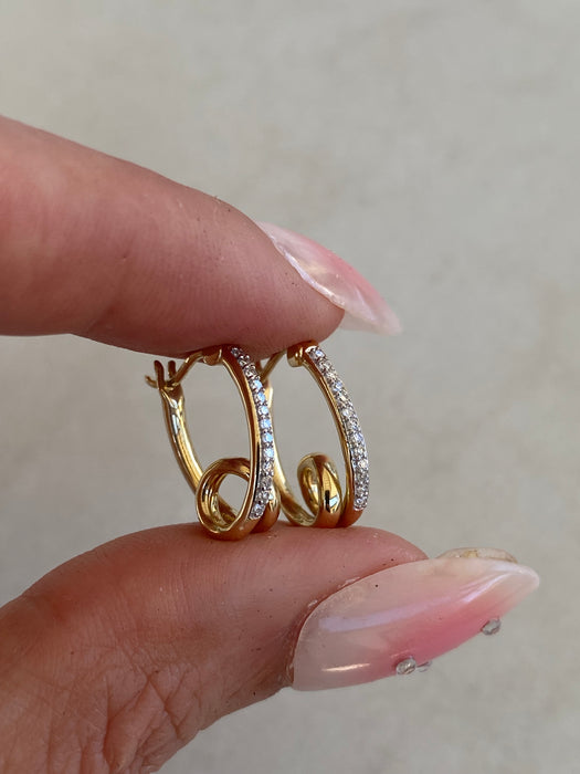 Vintage 10k Diamond Huggie Earrings