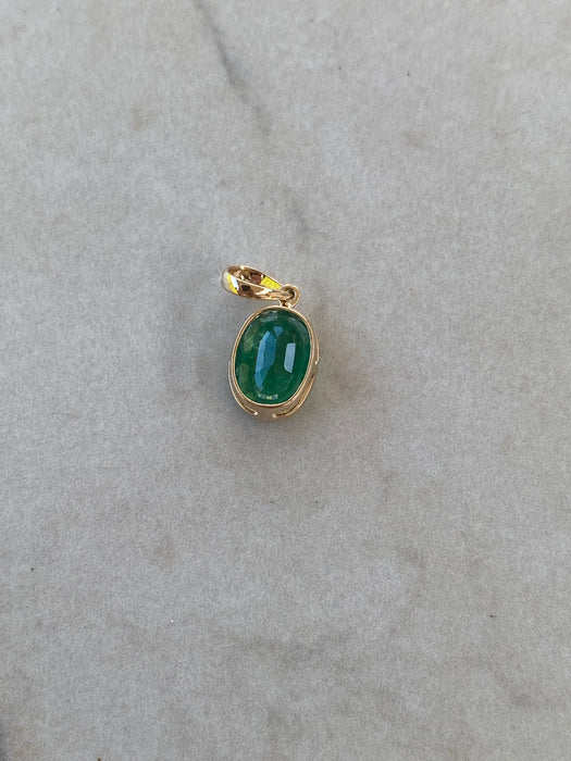 14K Gold Bezel-Set Oval Emerald Charm – 1.45 Carats emerald charm