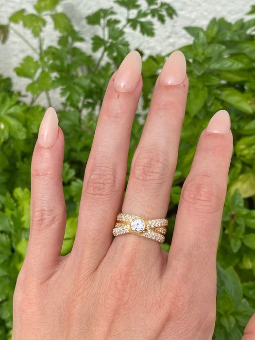 Vintage 18K Gold Diamond Multi Band Ring – 1.15 TCW Natural Diamonds