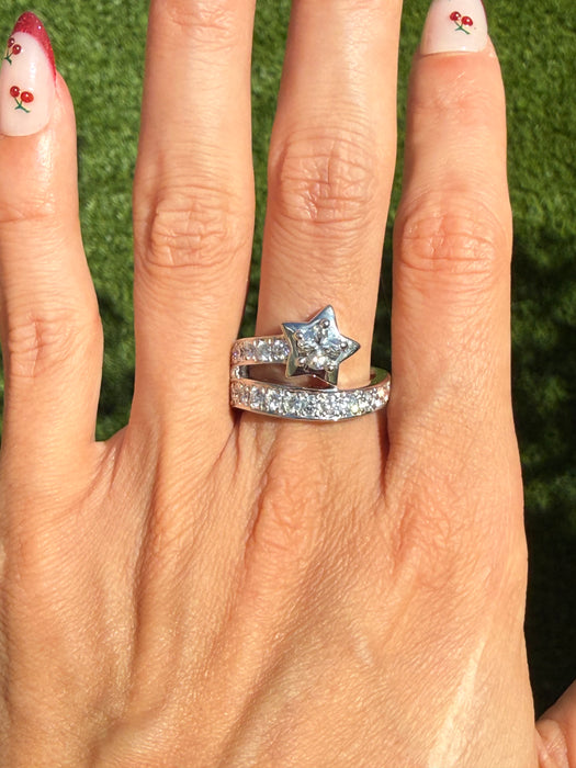 Vintage Platinum 900 Diamond Shooting Star Ring