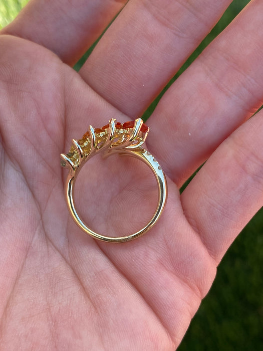 Vintage 14k Gold Rainbow Sapphire & Diamond Ring