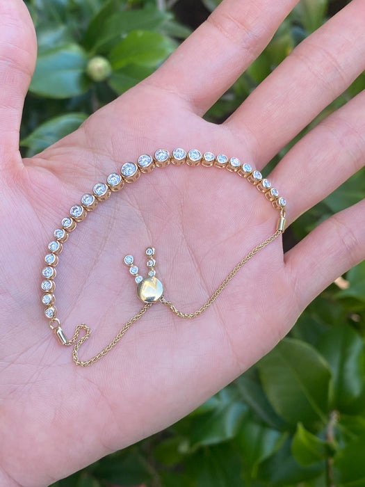 14K Natural Diamond Bezel Set Tennis Bracelet – 1.50 TCW