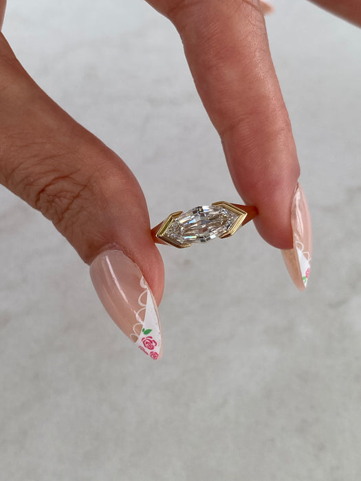 14K Gold 1.62 CT Marquise Cut Lab Diamond Ring IGI Certified