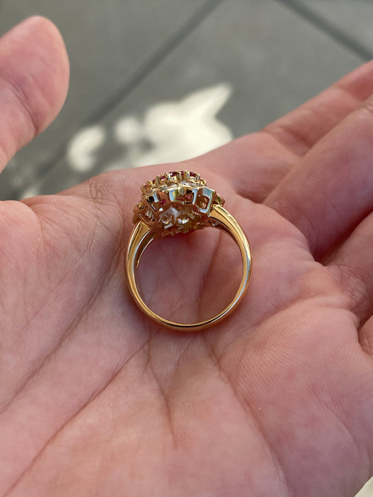 18k diamond and ruby ring size 6.5