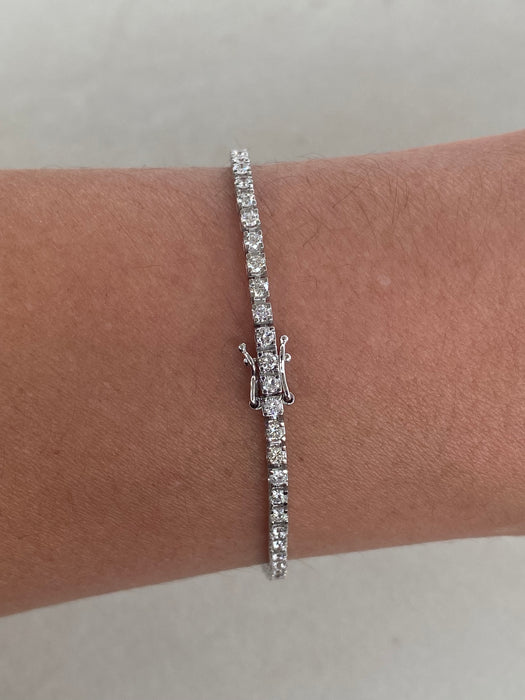 Platinum 900 Natural 2 Carat Diamond Tennis Bracelet | 7”