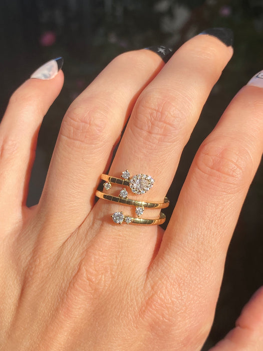 18k diamond triple bypass constellation ring by penny preville size 6.5