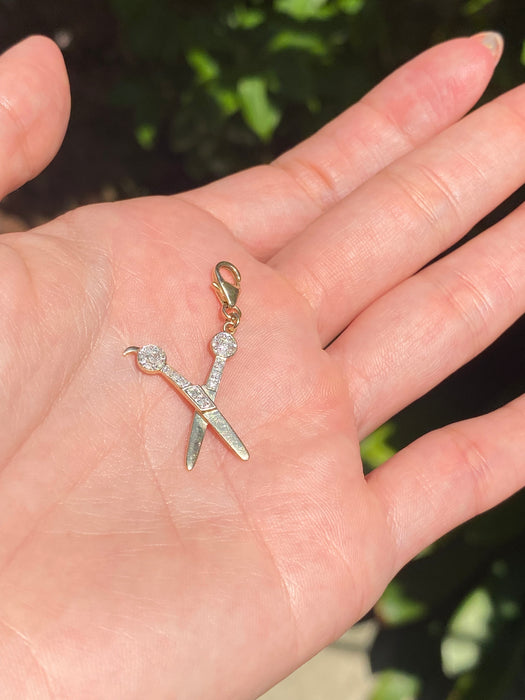 14k diamond scissors charm
