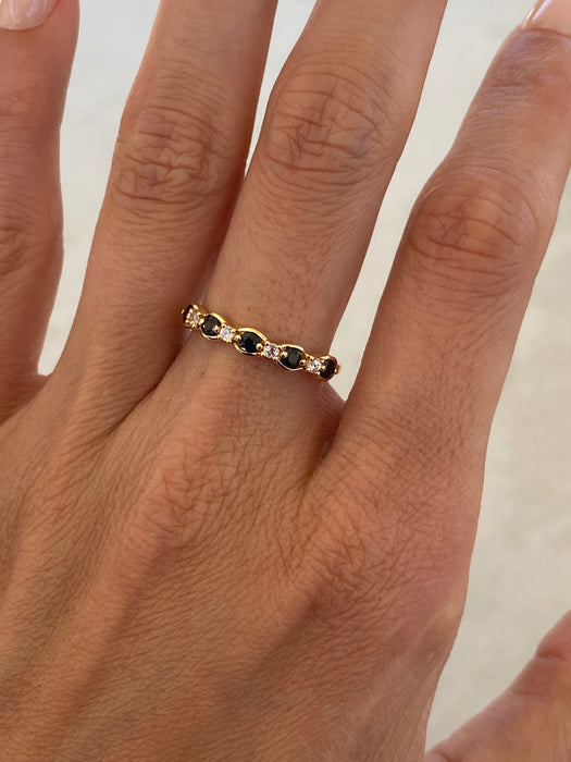 14K Gold Blue & White Sapphire Ring