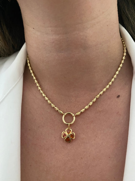 14K Gold Diamond-Cut Bead Chain Necklace with 14k Connector Clasp 16”